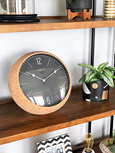 NEXTIME Wall Clock-Diameter 30 cm Glass-Grey-'Cork, 24 cm x 0.03 cm