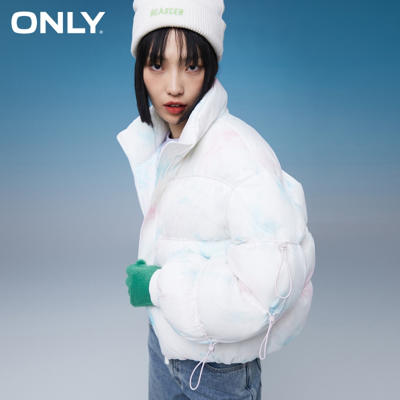 目目 sixteen ONLY short tie-dye adjustable drawstring short down jacket women | 121423001