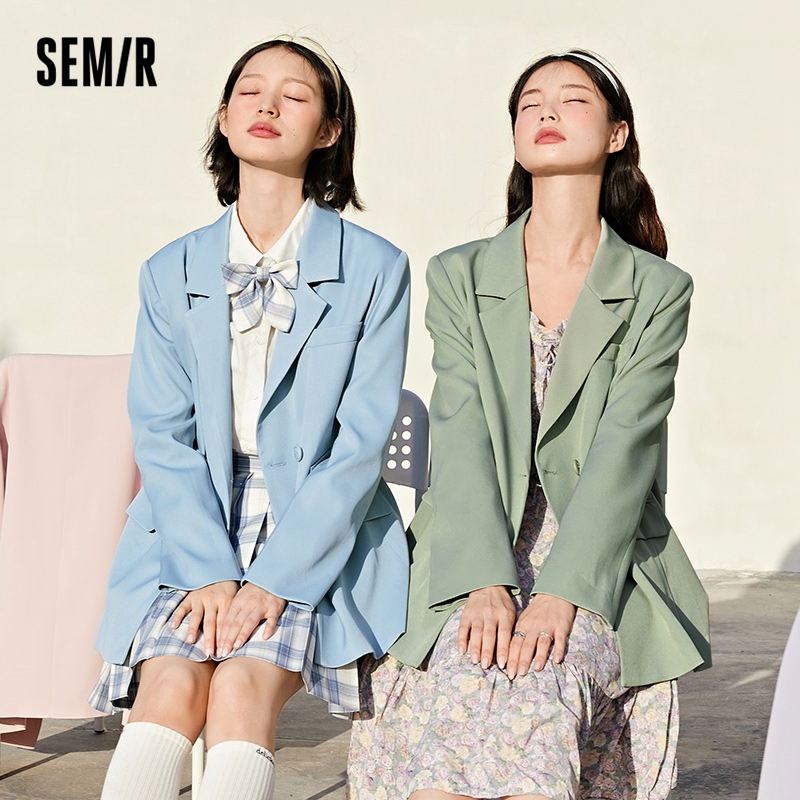 目目 seven SEMIR Blazer Women Spring And Autumn 2021 New Black Loose Woman Thin Korean Style Purple Suit Jacket