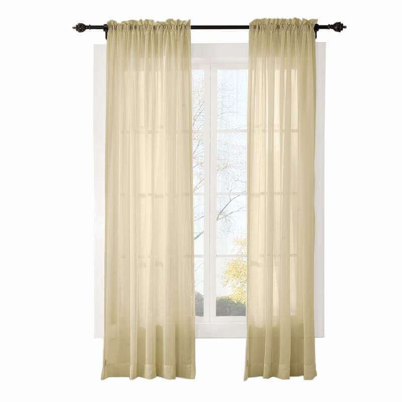 CUSTOM Scandina Taupe Indoor Outdoor Sheer Curtain Voile Drapery