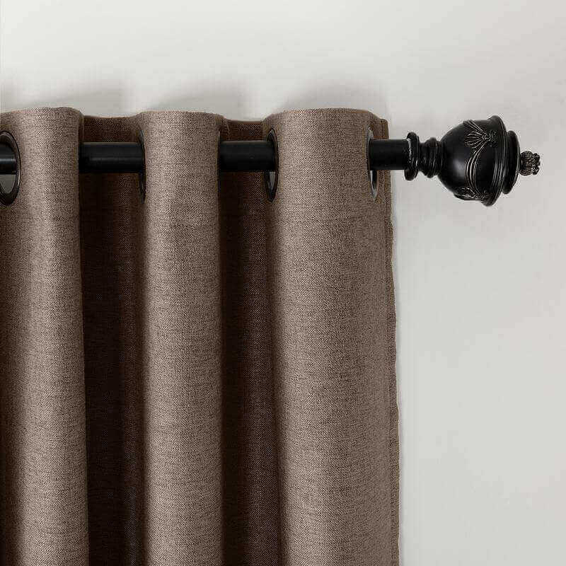 CUSTOM Olive Brown Luxury Textured Faux Linen Curtain