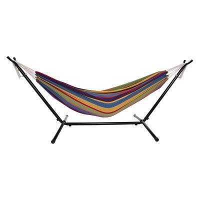 Keisha Portable Polyester Double Camping Hammock with Stand Arlmont Co. Color: Rainbow