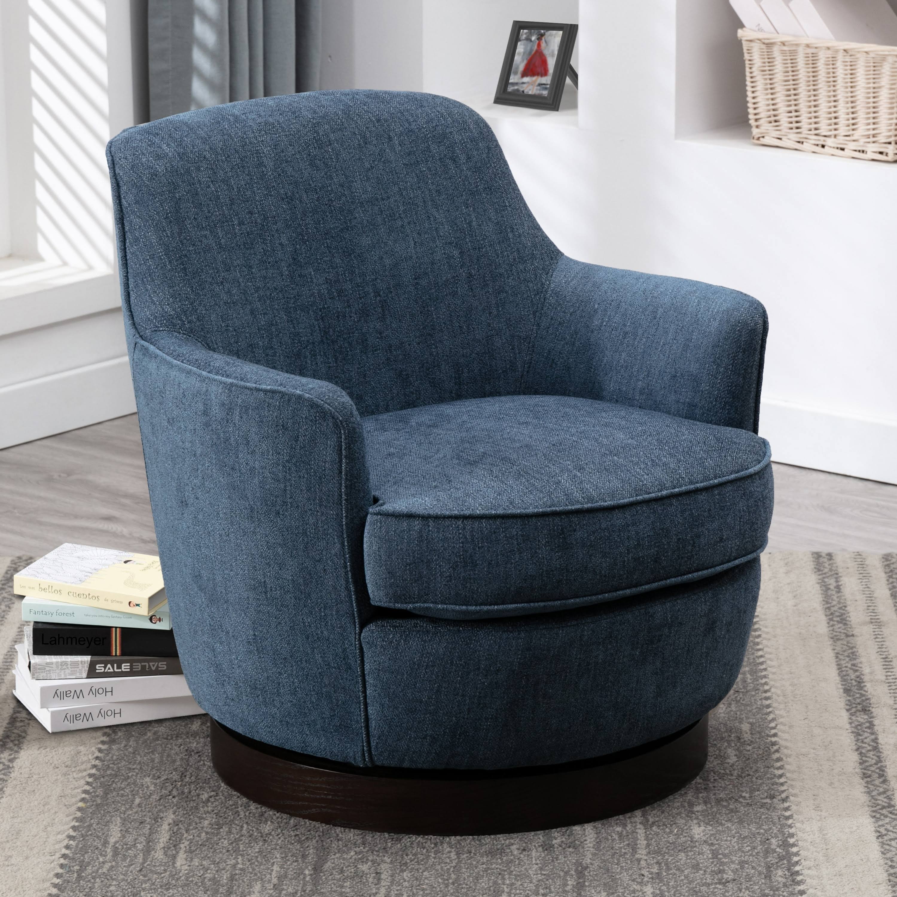 Rosedale Wood Base Swivel Accent Chair by Greyson Living - Charcoal