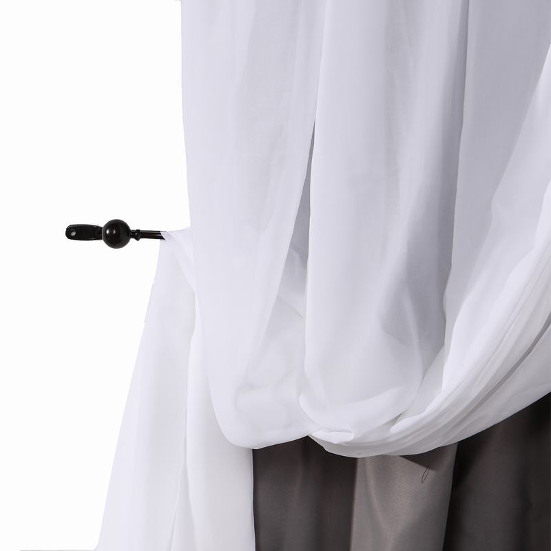 2-in-1 Hanging Hook Belt Back Tab Sheer Blackout Curtain Layered Mix Match White Voile ELI