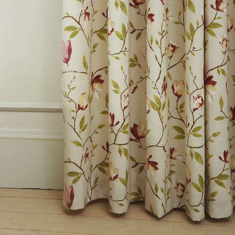 Grommet Botanical Flower Print Polyester Cotton Curtain Drapery With Blackout Lining BQ6646