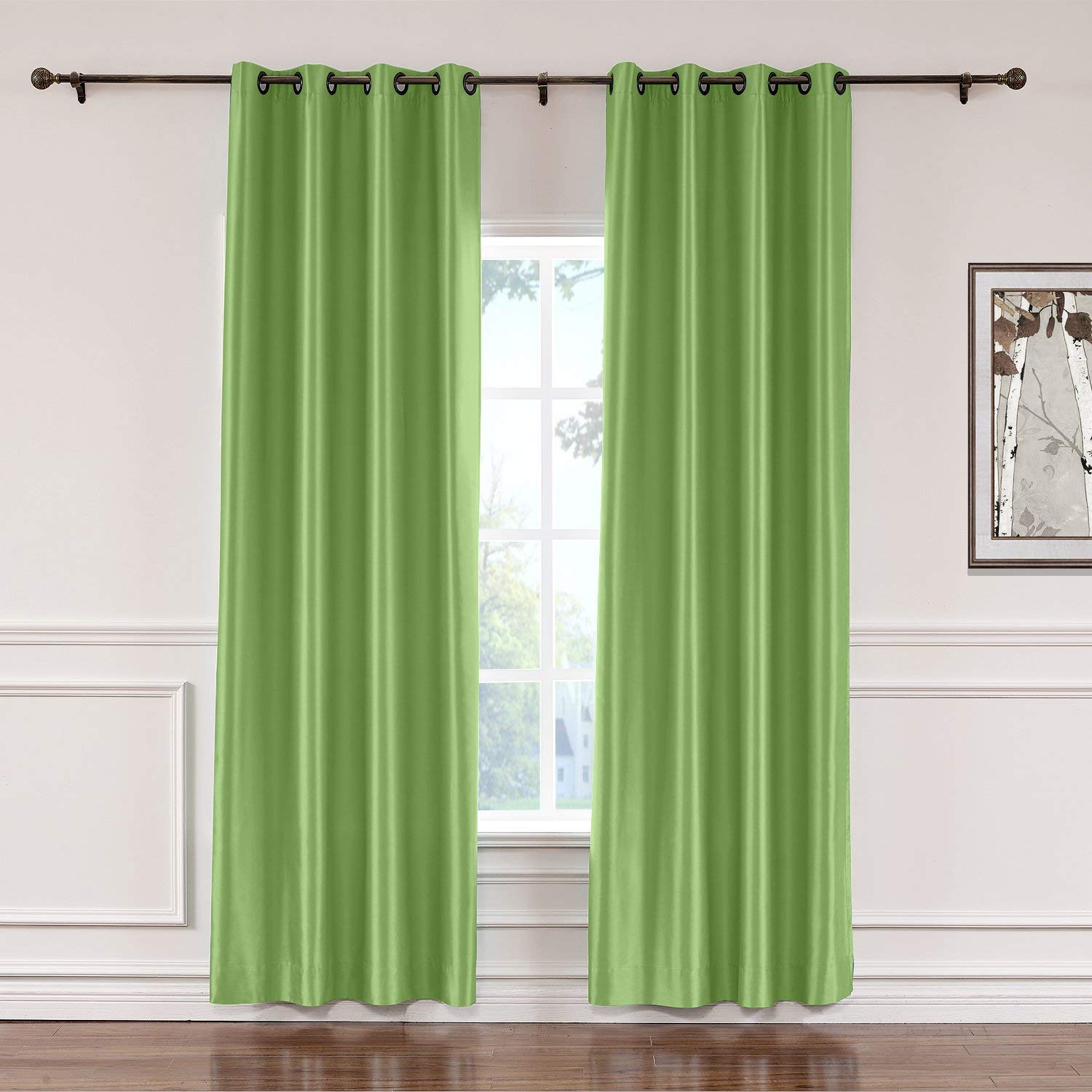 Polyester Cotton Silk Curtain Drape Panel in Antique Bronze Grommet with Blackout Lined LHZ