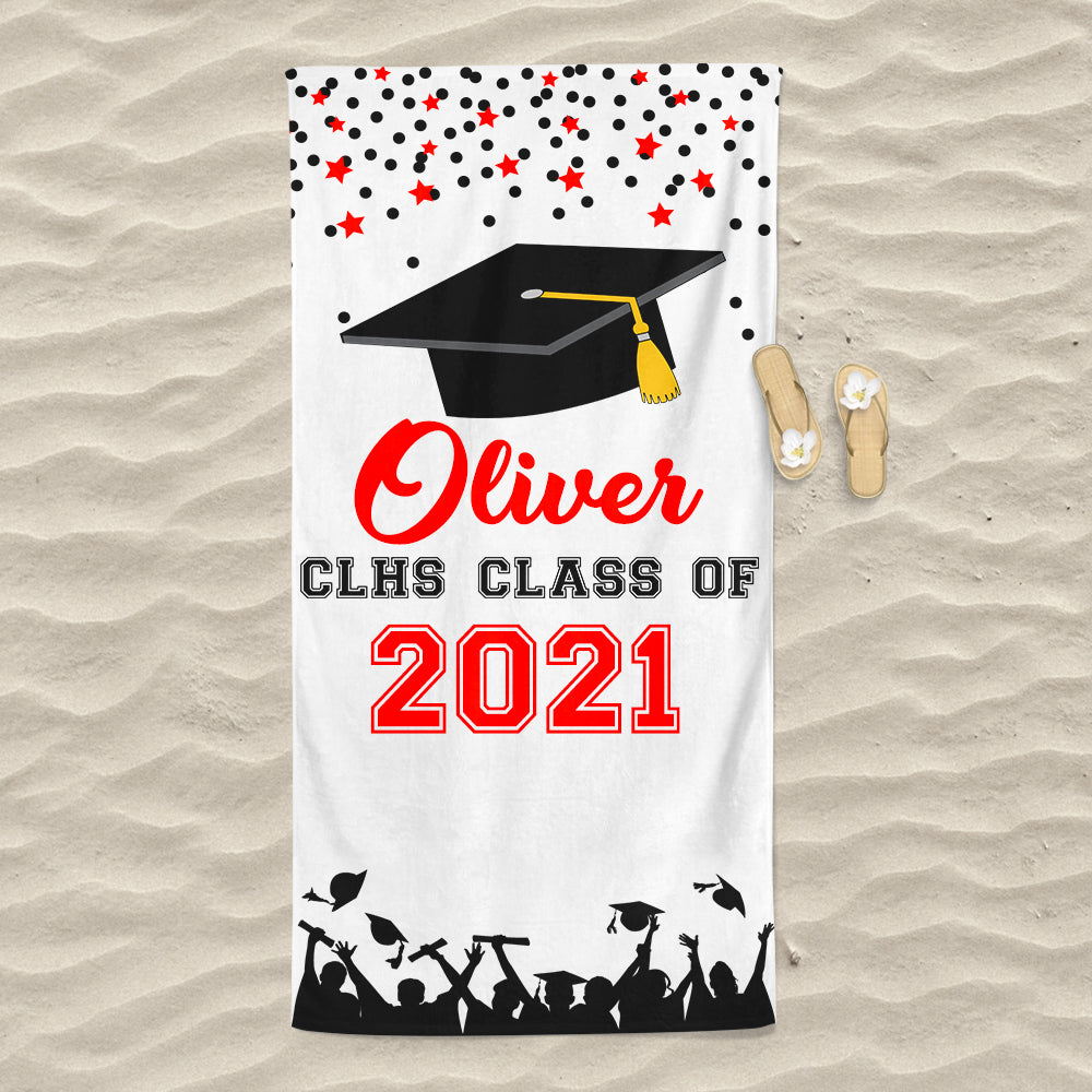 Class Of 2021 Personalized Name Graduation Beach Towel IV