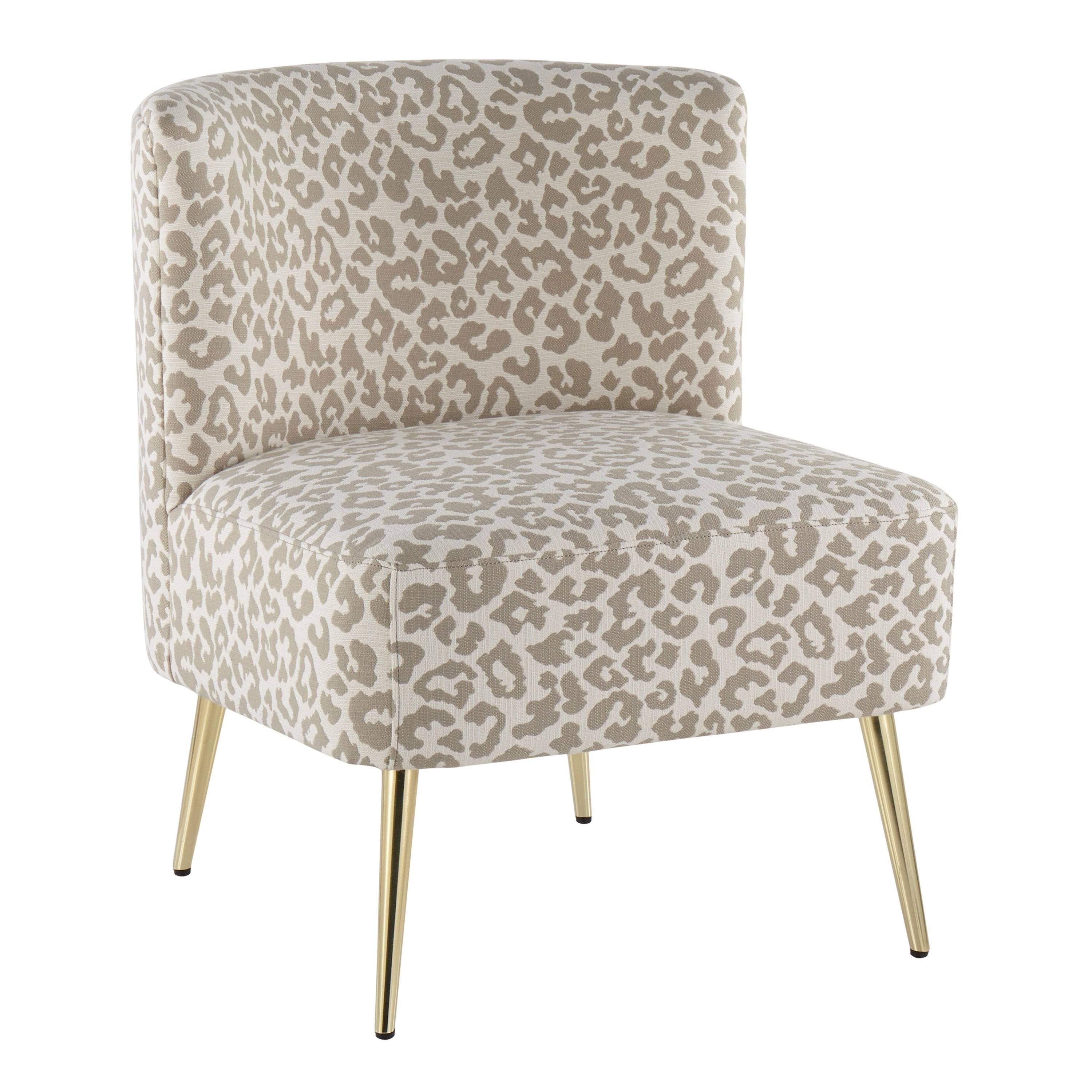 LumiSource Fran Blue Leopard Fabric Chrome Slipper Chair