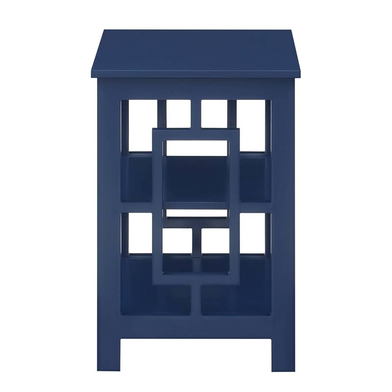 Pemberly Row End Table with Shelves in Cobalt Blue Wood