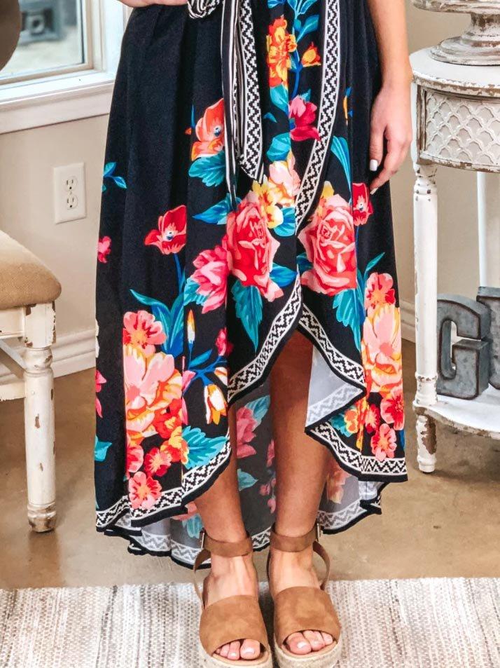 Holiday Floral Cotton-Blend Short Sleeve Dresses