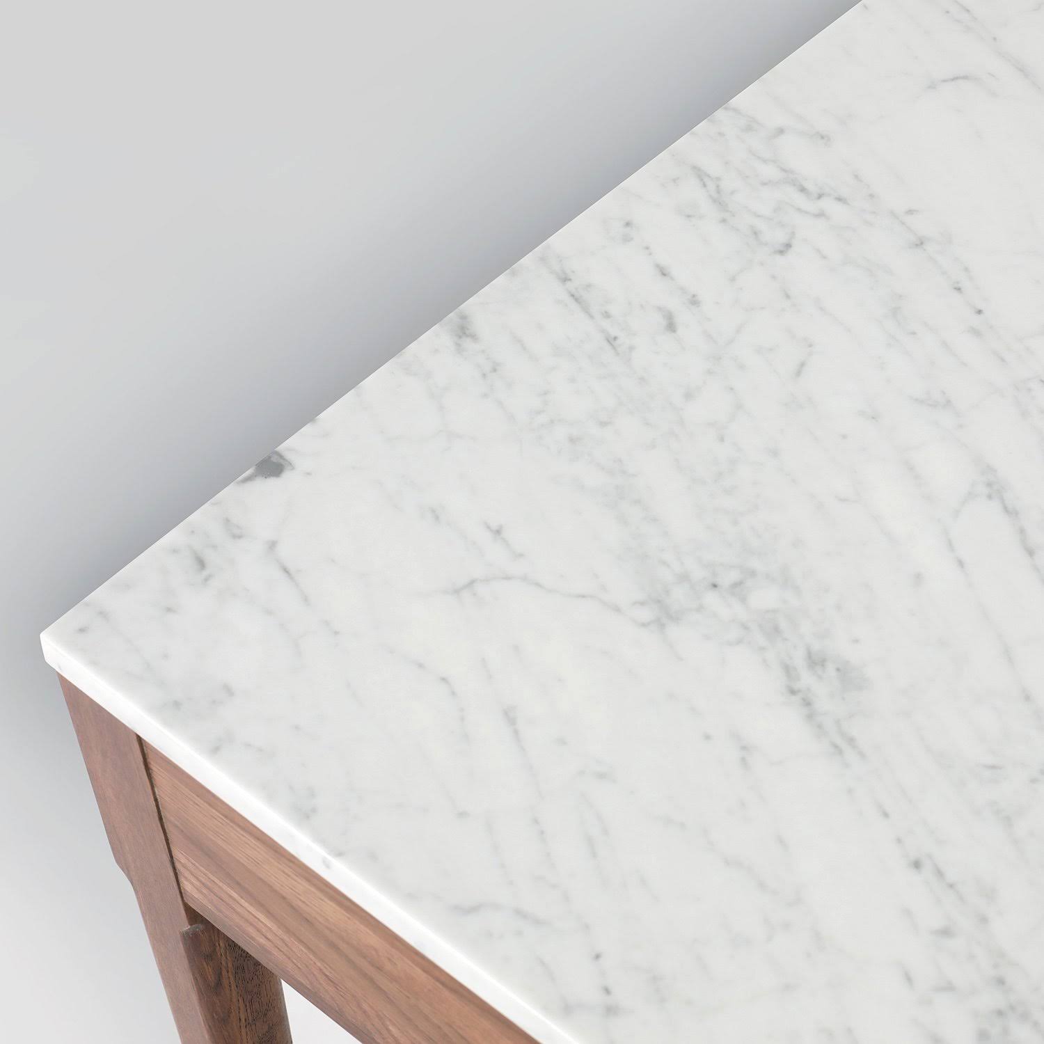 Meno Console Table - Finish: White Marble, Walnut by The Bianco Collection