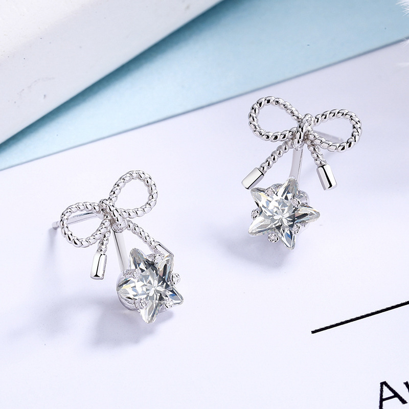 韩国S925银针小清新耳环百搭气质心形珍珠耳饰个性防过敏耳钉批发