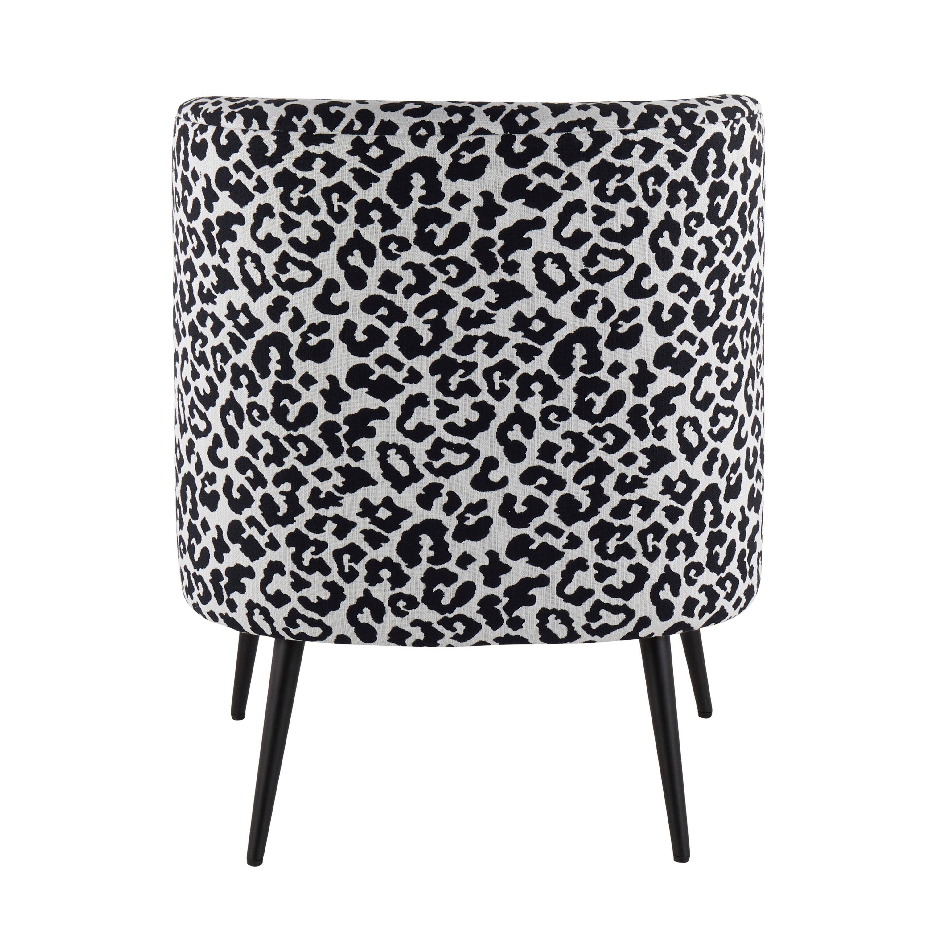 LumiSource Fran Blue Leopard Fabric Chrome Slipper Chair