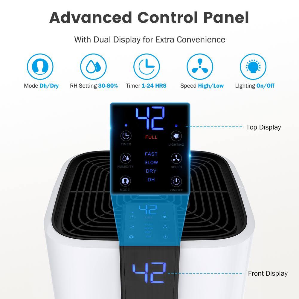 Colzer 70 Pints Portable Dehumidifier, Large Capacity, Compact