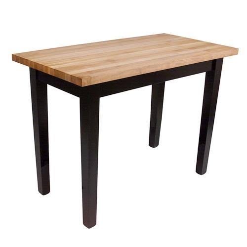John Boos C4824C-Bk Classic Country Work Table 48X24X1.75, with Casters, Black