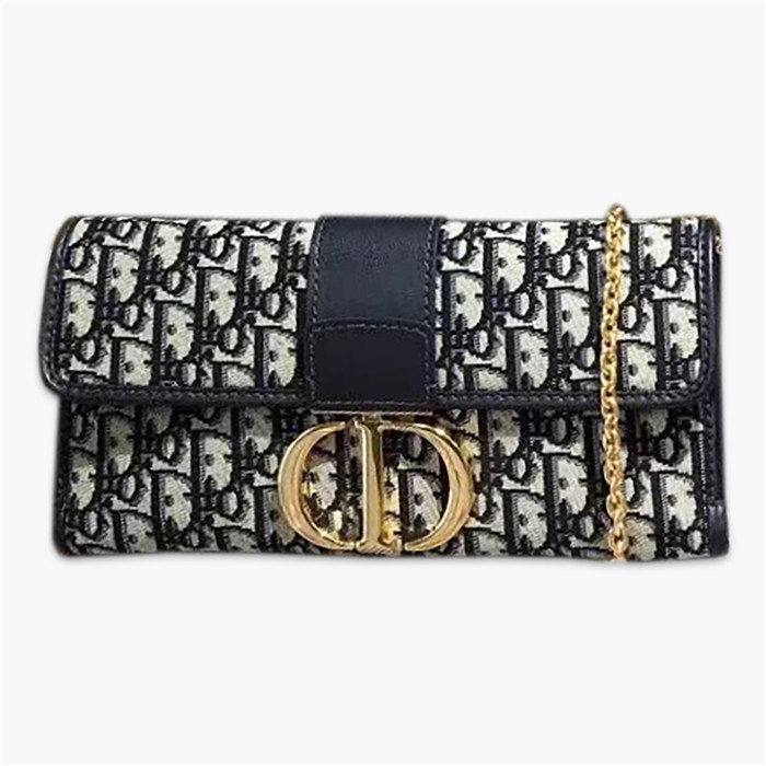 【原版皮】迪奥/Dior 30 Montaigne链条包，选用Oblique提花帆布搭配同色系牛皮皮革裁制而成，饰以标志性“CD”字母锁扣，款号：M5683