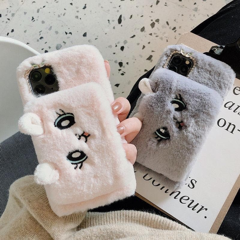 Furry Wrist Cat Embroidery Iphone Phone Case SP15211