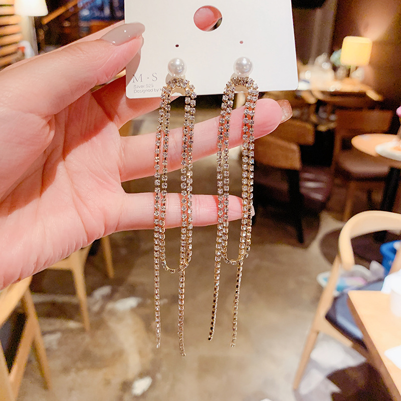 韩国S925银针小清新耳环百搭气质心形珍珠耳饰个性防过敏耳钉批发