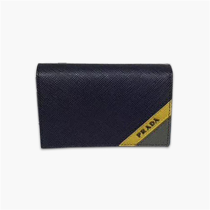 【原版皮】普拉达/Prada 男士卡包，选用十字纹牛皮裁制而成，版型立挺，精湛走线均匀整齐，油边顺滑，做工精致如图可见，款号：2MC122