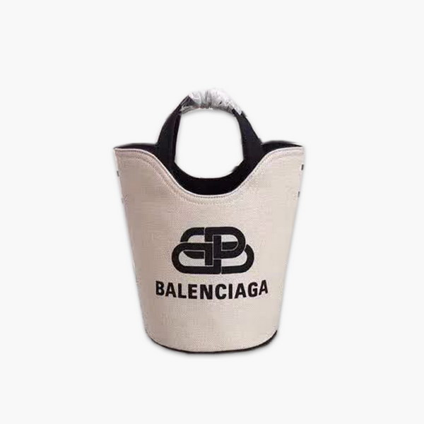 【原版皮】巴黎世家/Balenciaga, 帆布水桶手提包，黑白设计正面大小logo相衬，经典设计简约不轻易过时，帆布包轻盈易携带，容量却很赞，手提斜挎都是棒棒的