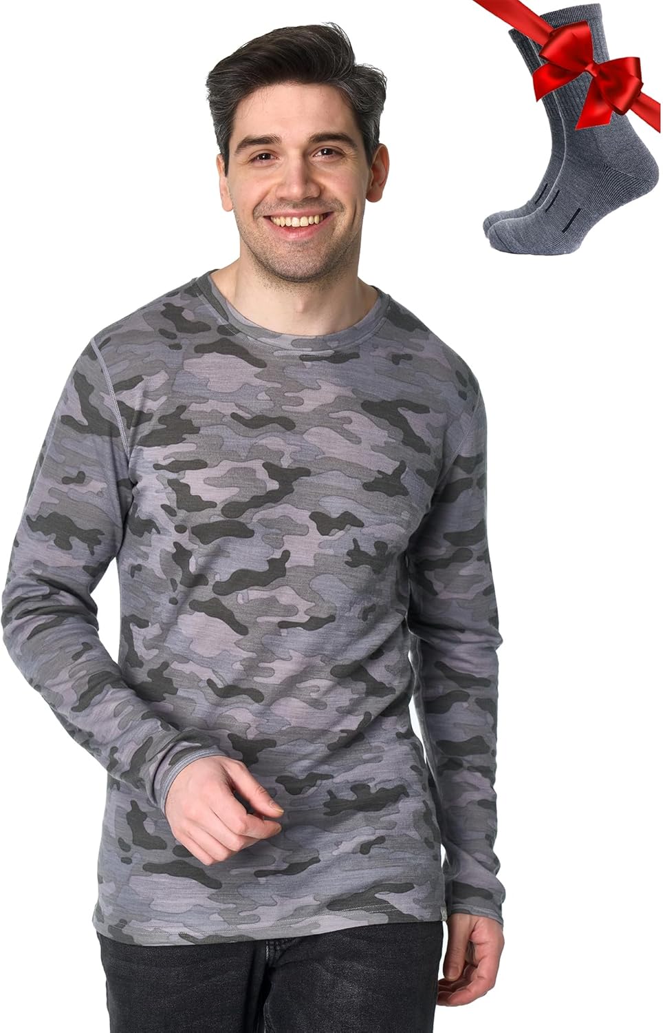 Merino.tech Merino Wool Base Layer - Mens 100% Merino Wool Long Sleeve Thermal Shirts Heavyweight, Midweight, Lite with Socks